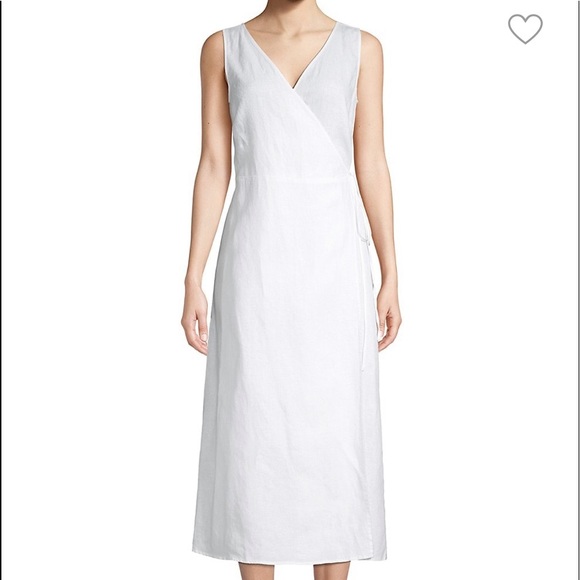 Pure Navy | Dresses | Pure Navy Linen White Wrap Midi Maxi Sun Dress M |  Poshmark